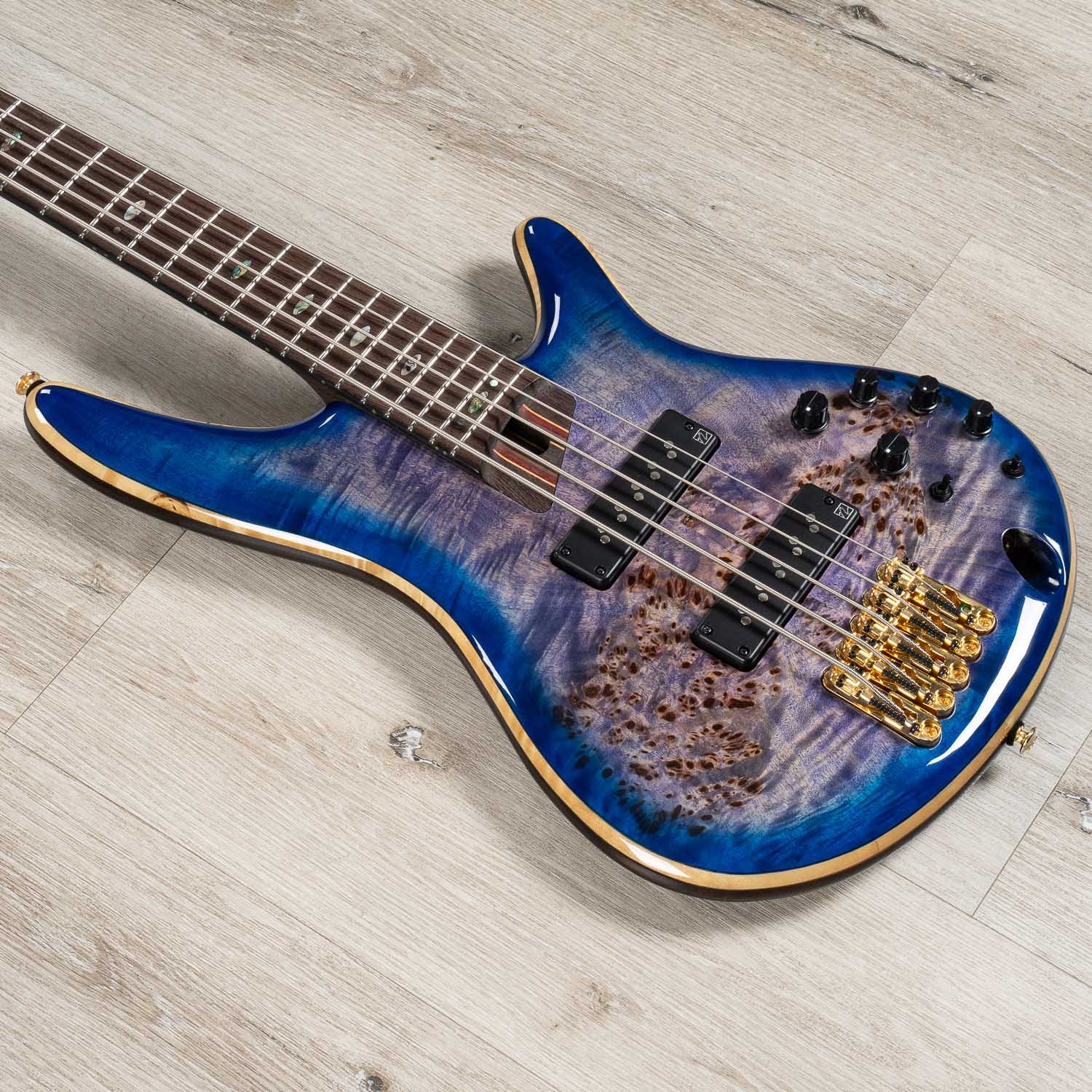 Ibanez SR2605 Premium Electric Bass Guitar, 5-String, Cerulean Blue Burst