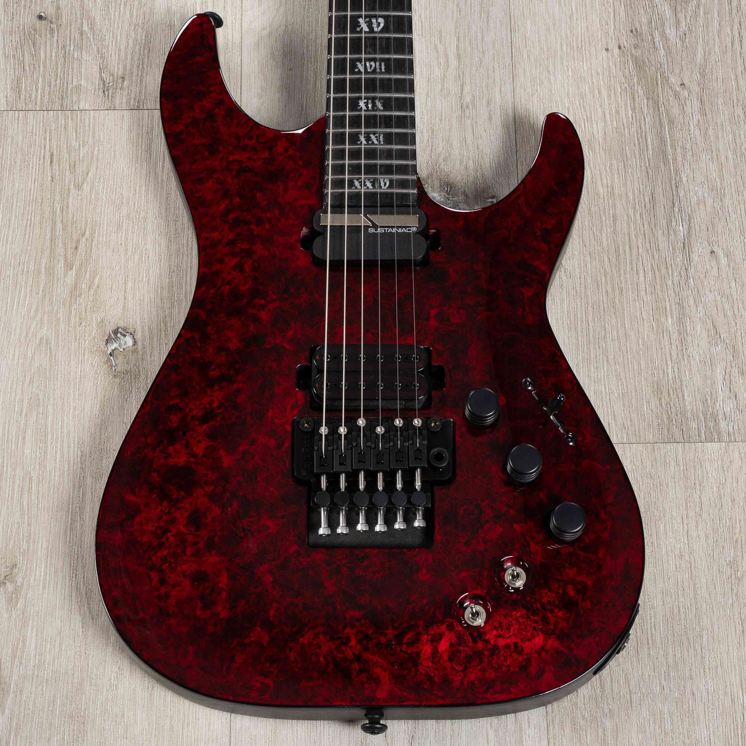 Schecter C-1 FR S Apocalypse Electric Guitar with Floyd Rose & Sustainiac - Red Reign