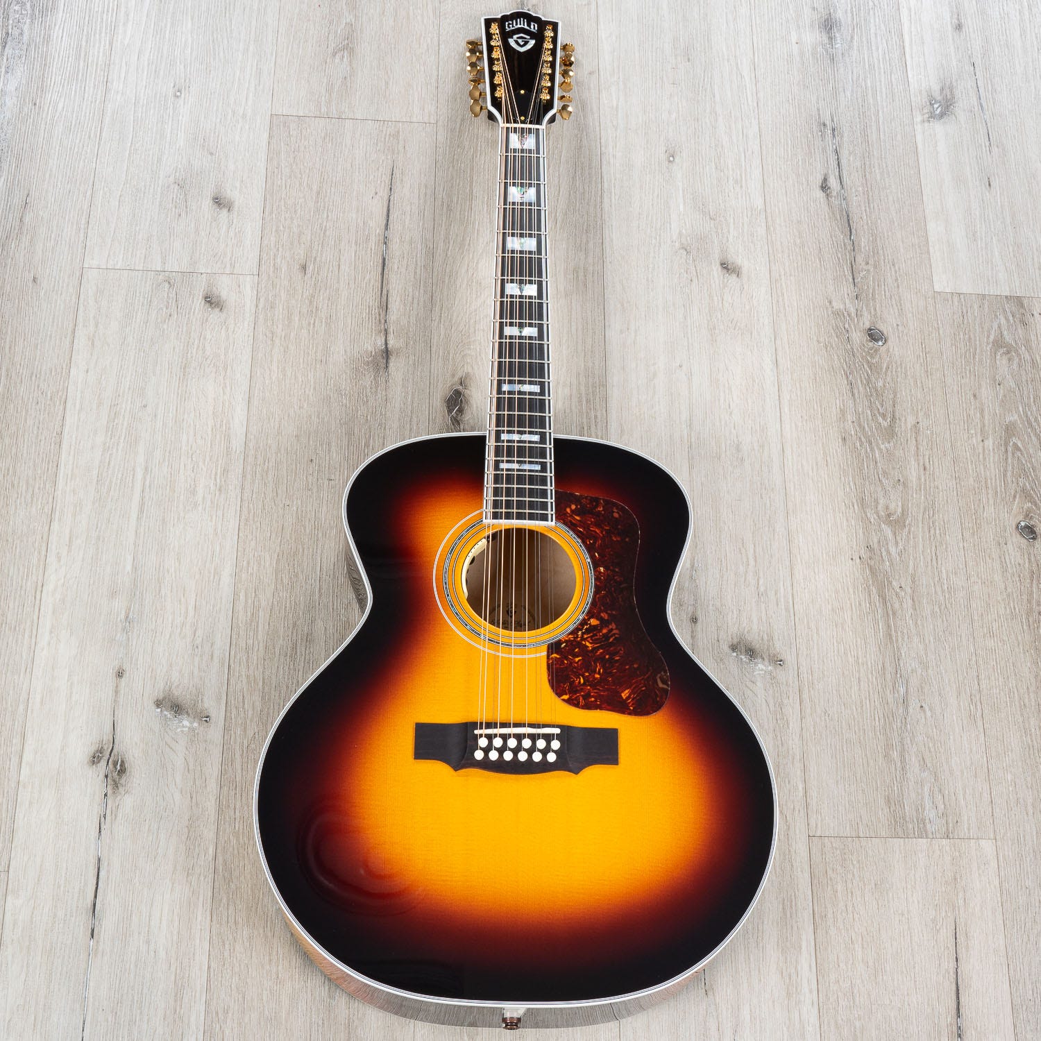 Guild F-512E Maple Jumbo 12-String Acoustic-Electric Guitar, Antique Sunburst