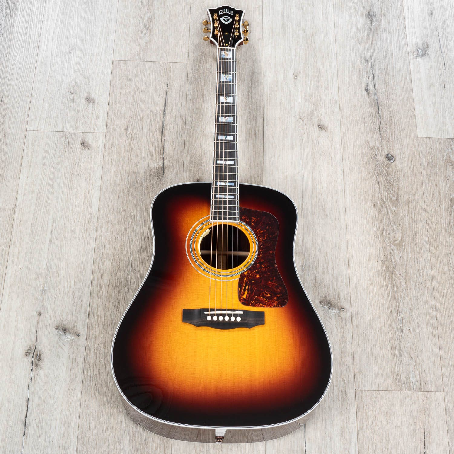 Guild D-55E Dreadnought Acoustic-Electric Guitar, Ebony Fretboard, Antique Burst