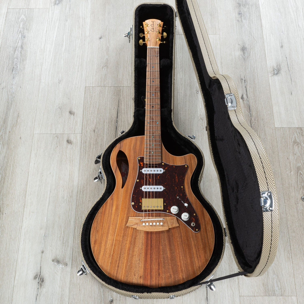 Cole Clark TL2EC-BLBL-HSS True Hybrid Thinline Grand Auditorium Acoustic-Electric Guitar, Natural