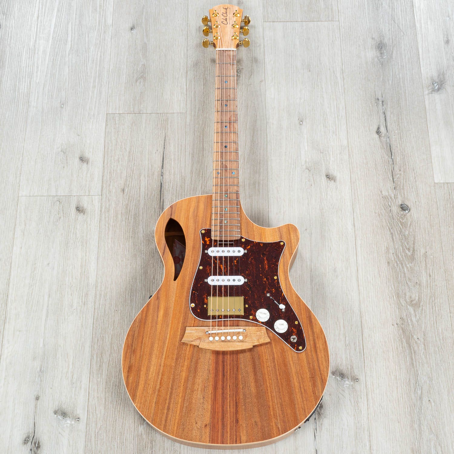Cole Clark TL2EC-BLBL-HSS True Hybrid Thinline Grand Auditorium Acoustic-Electric Guitar, Natural