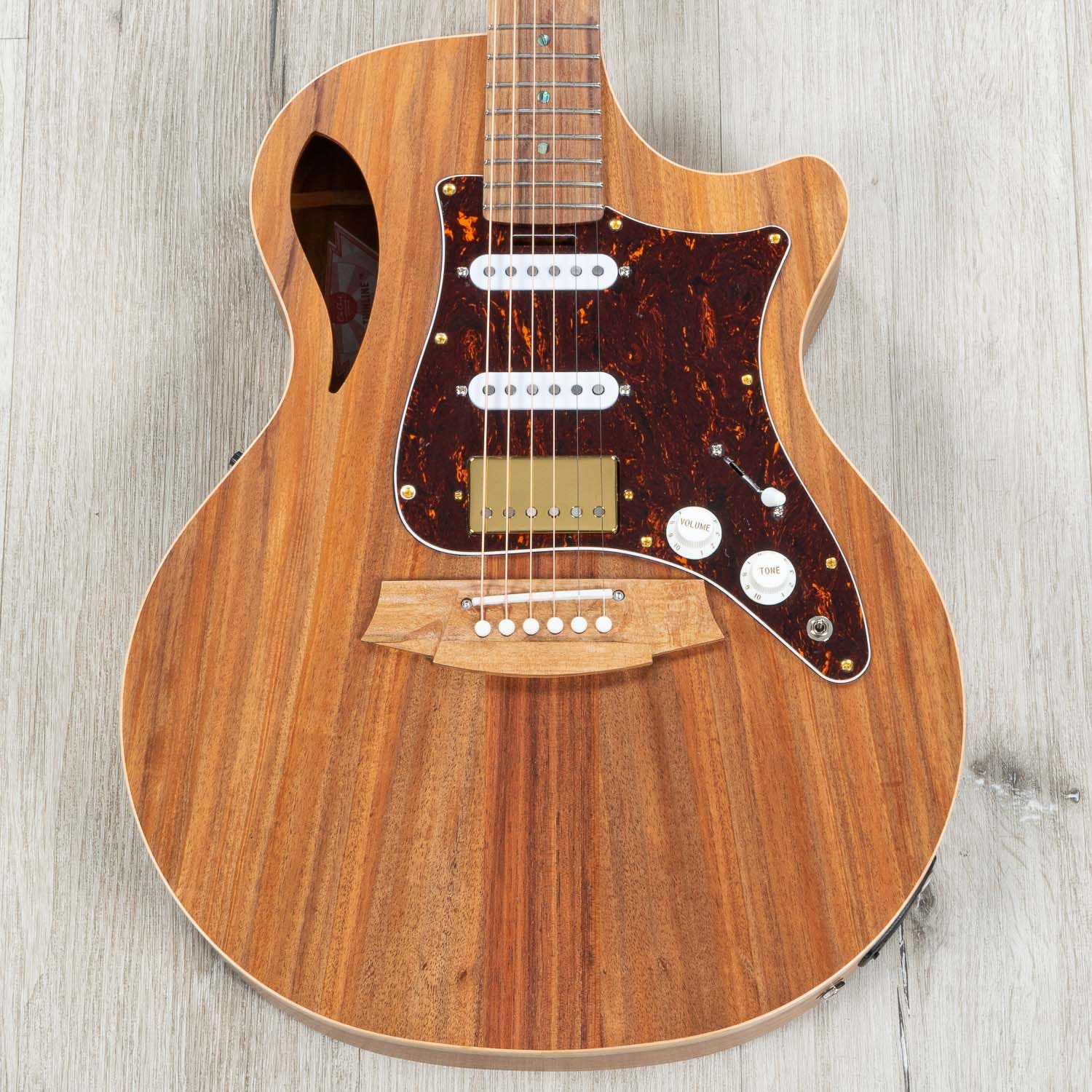Cole Clark TL2EC-BLBL-HSS True Hybrid Thinline Grand Auditorium Acoustic-Electric Guitar, Natural