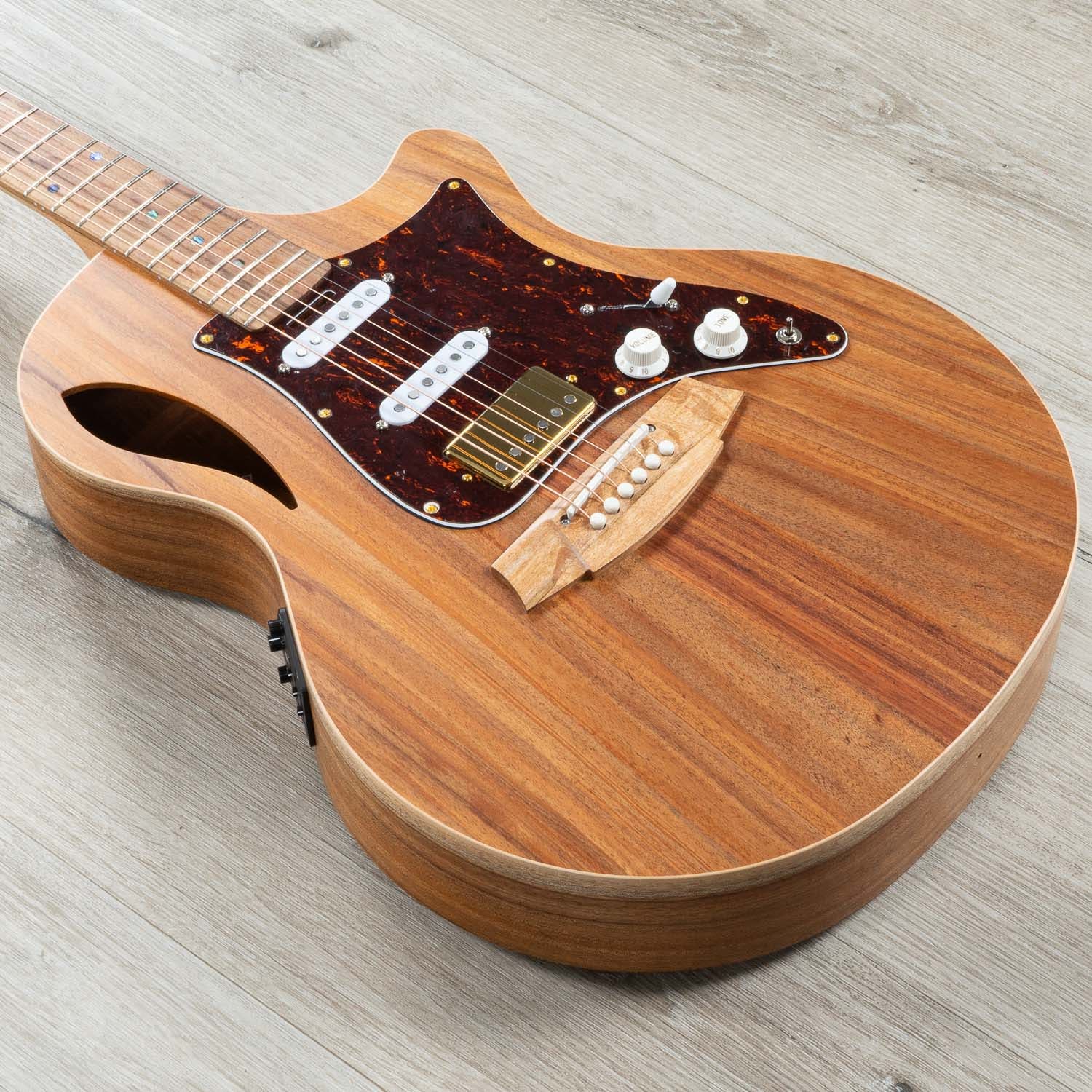 Cole Clark TL2EC-BLBL-HSS True Hybrid Thinline Grand Auditorium Acoustic-Electric Guitar, Natural