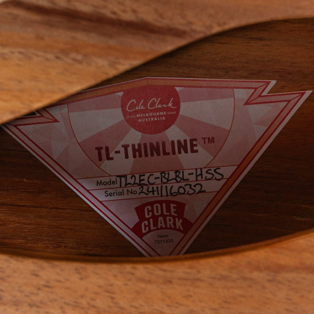 Cole Clark TL2EC-BLBL-HSS True Hybrid Thinline Grand Auditorium Acoustic-Electric Guitar, Natural