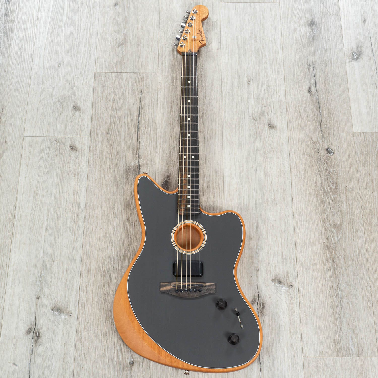 Fender American Acoustasonic Jazzmaster Acoustic-Electric Guitar, Tungsten