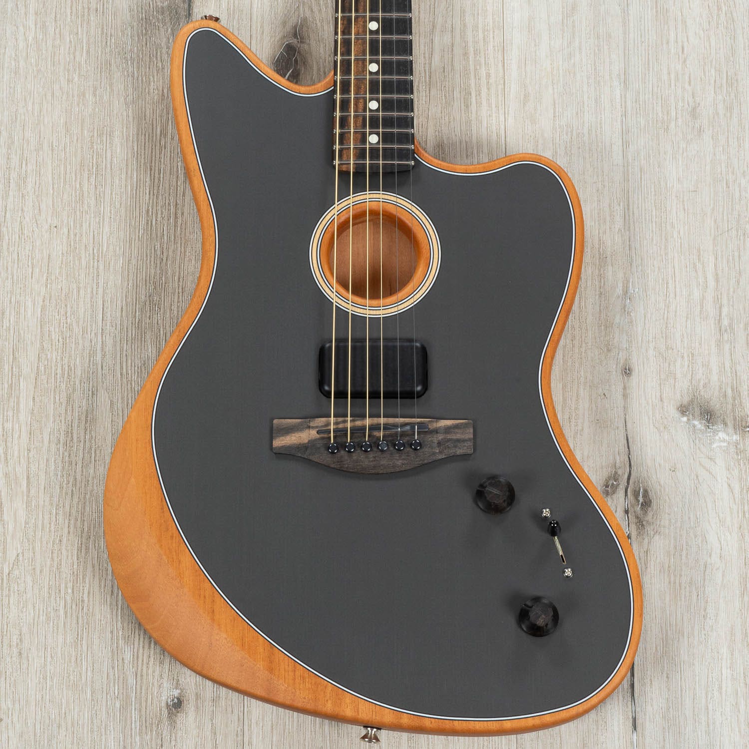 Fender American Acoustasonic Jazzmaster Acoustic-Electric Guitar, Tungsten