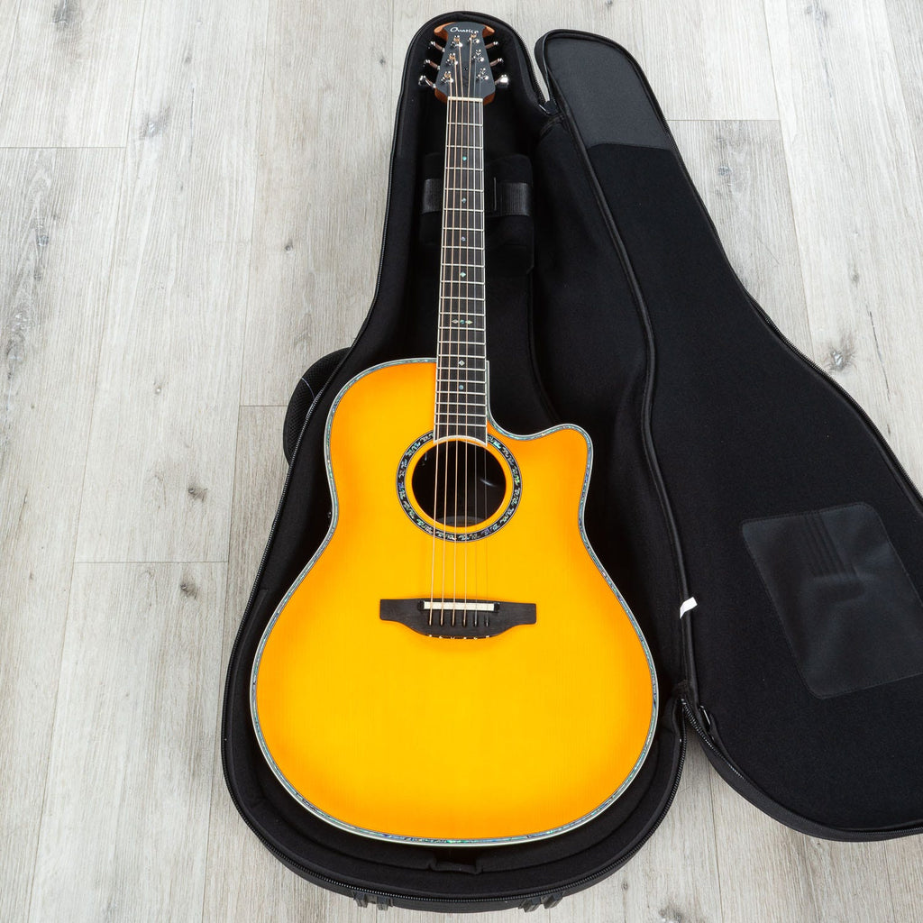 Ovation Pro Series 2762BL-HB-G Deep Contour Acoustic-Electric Guitar, Solid AAA Spruce, Honey Burst