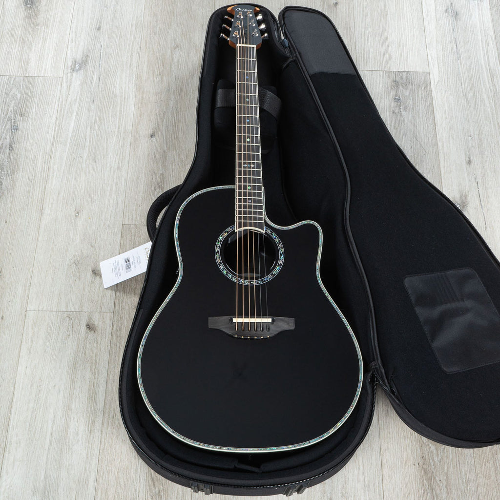 Ovation Pro Series 2762BL-5-G Deep Contour Acoustic-Electric Guitar, Solid AAA Spruce, Black