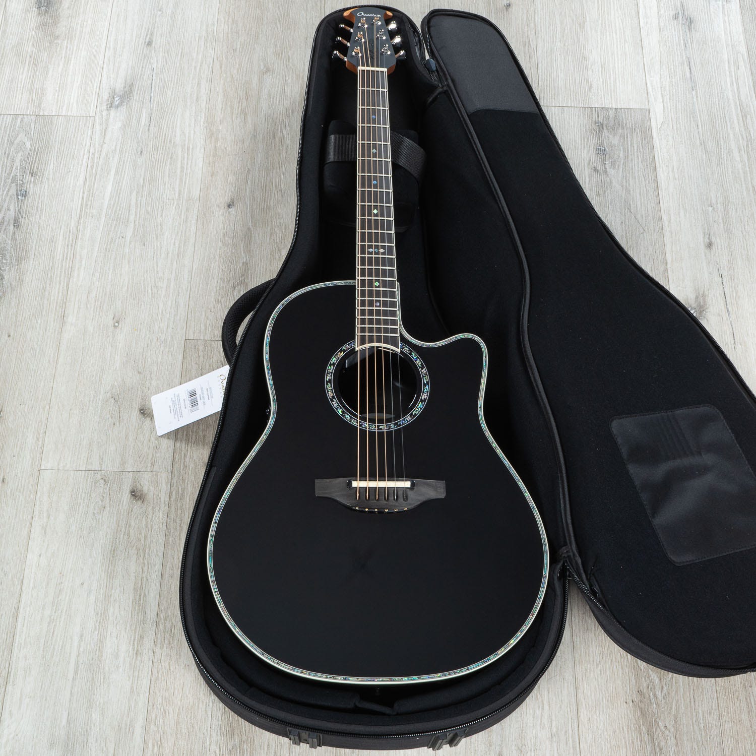 Ovation Pro Series 2762BL-5-G Deep Contour Acoustic-Electric Guitar, Solid AAA Spruce, Black