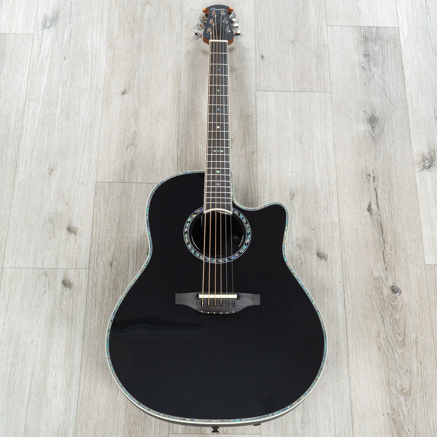 Ovation Pro Series 2762BL-5-G Deep Contour Acoustic-Electric Guitar, Solid AAA Spruce, Black