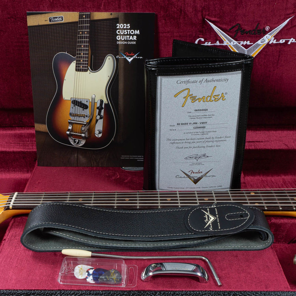 Fender Custom Shop Bass VI Journeyman Relic Guitar, Rosewood Fretboard, Vintage White