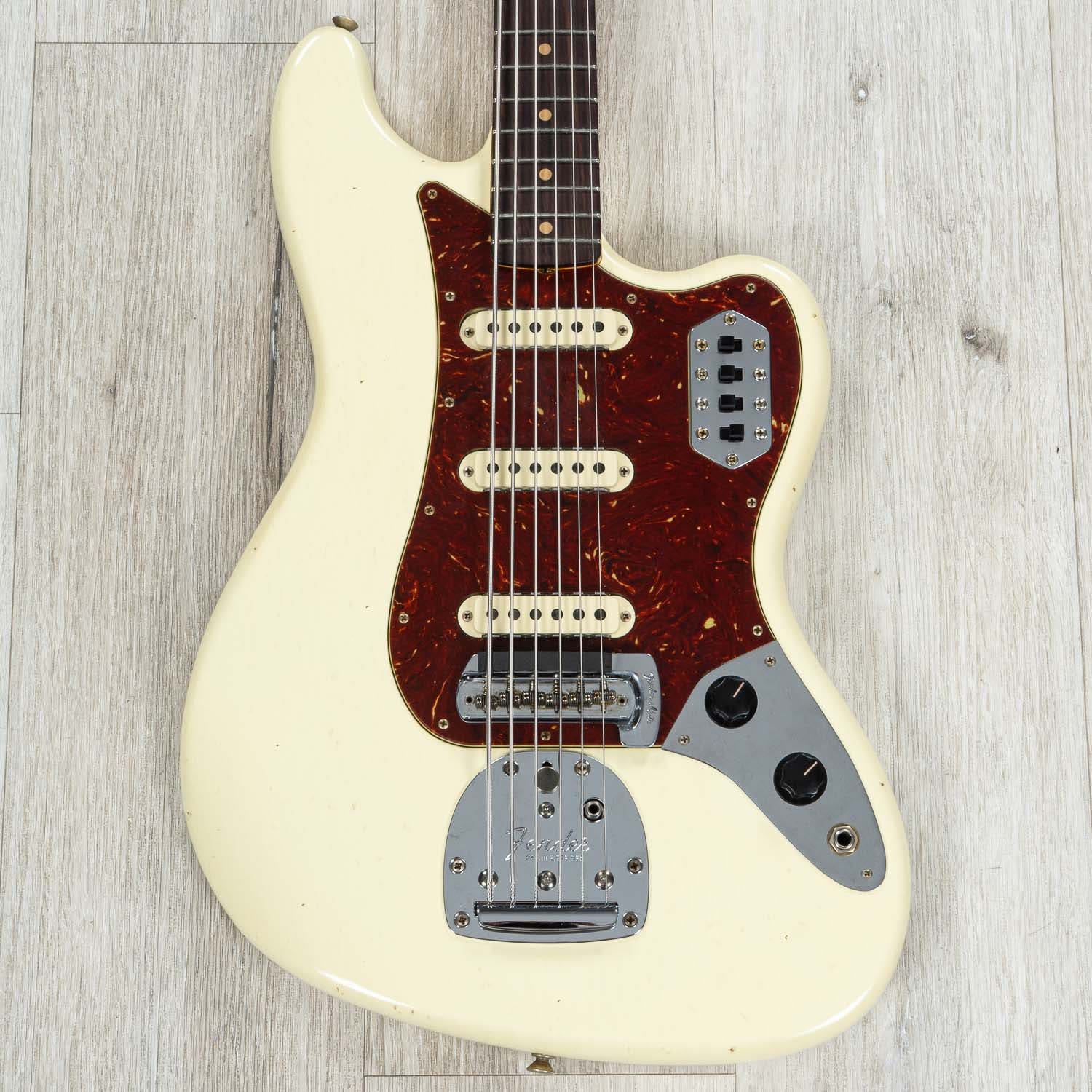 Fender Custom Shop Bass VI Journeyman Relic Guitar, Rosewood Fretboard, Vintage White