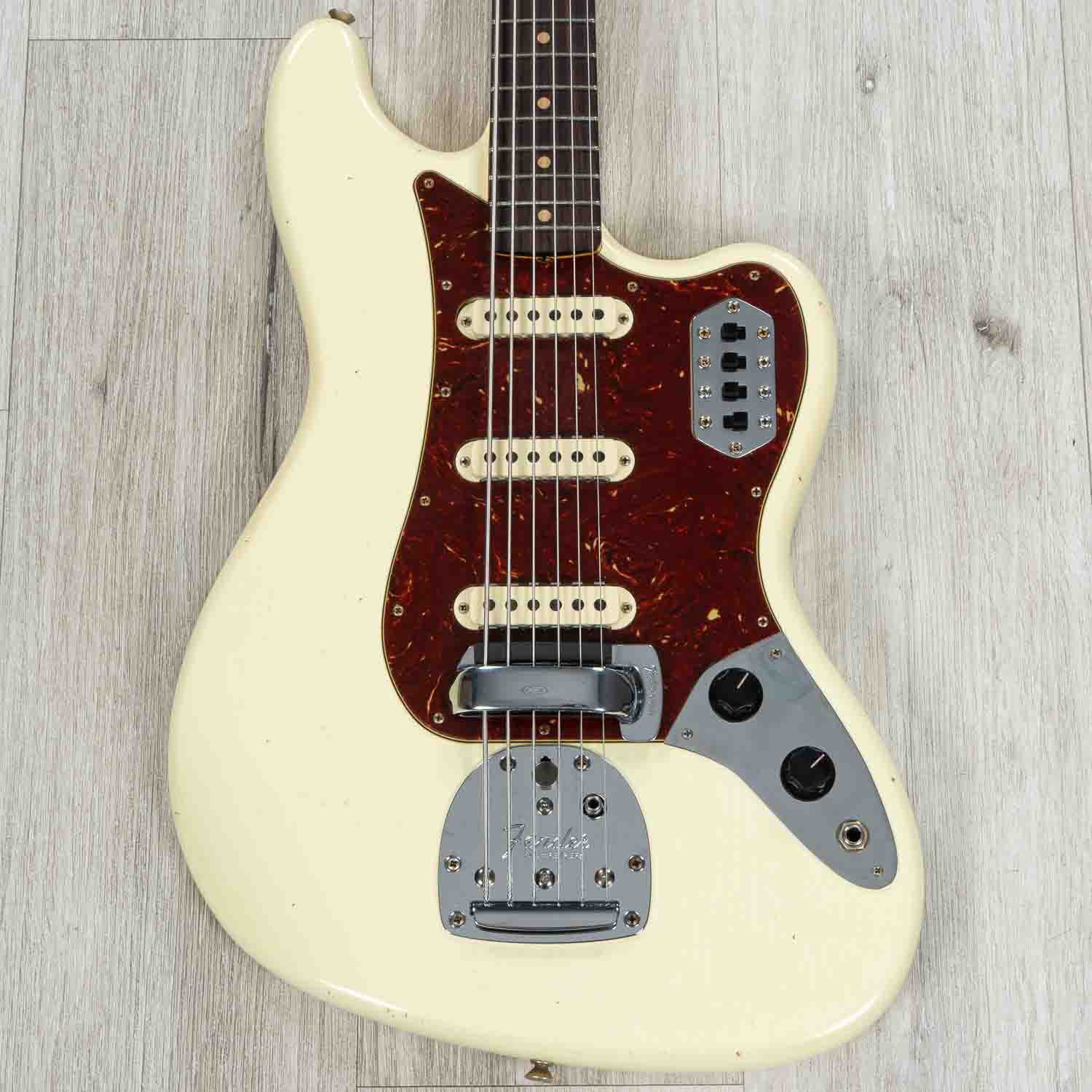 Fender Custom Shop Bass VI Journeyman Relic Guitar, Rosewood Fretboard, Vintage White