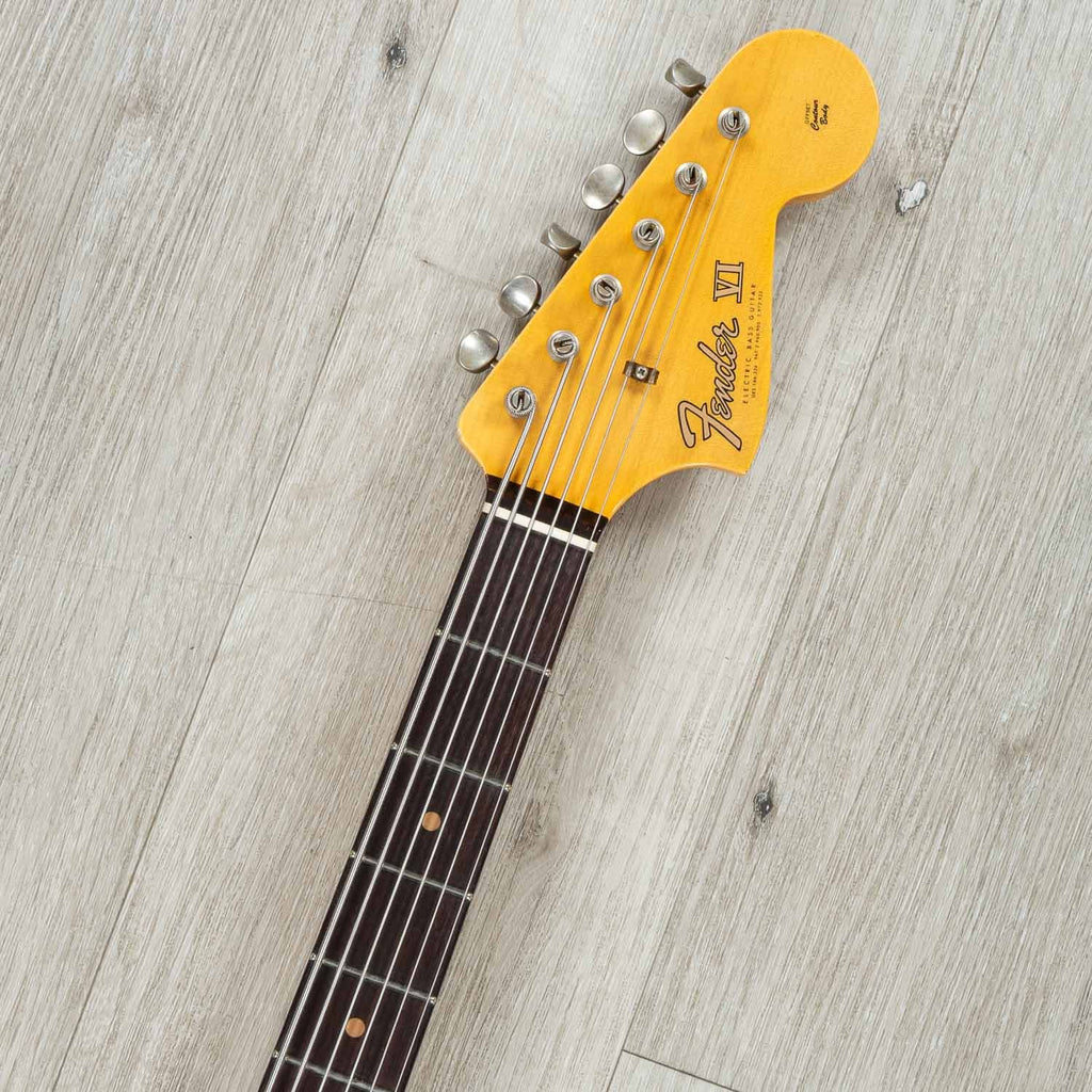 Fender Custom Shop Bass VI Journeyman Relic Guitar, Rosewood Fretboard, Vintage White