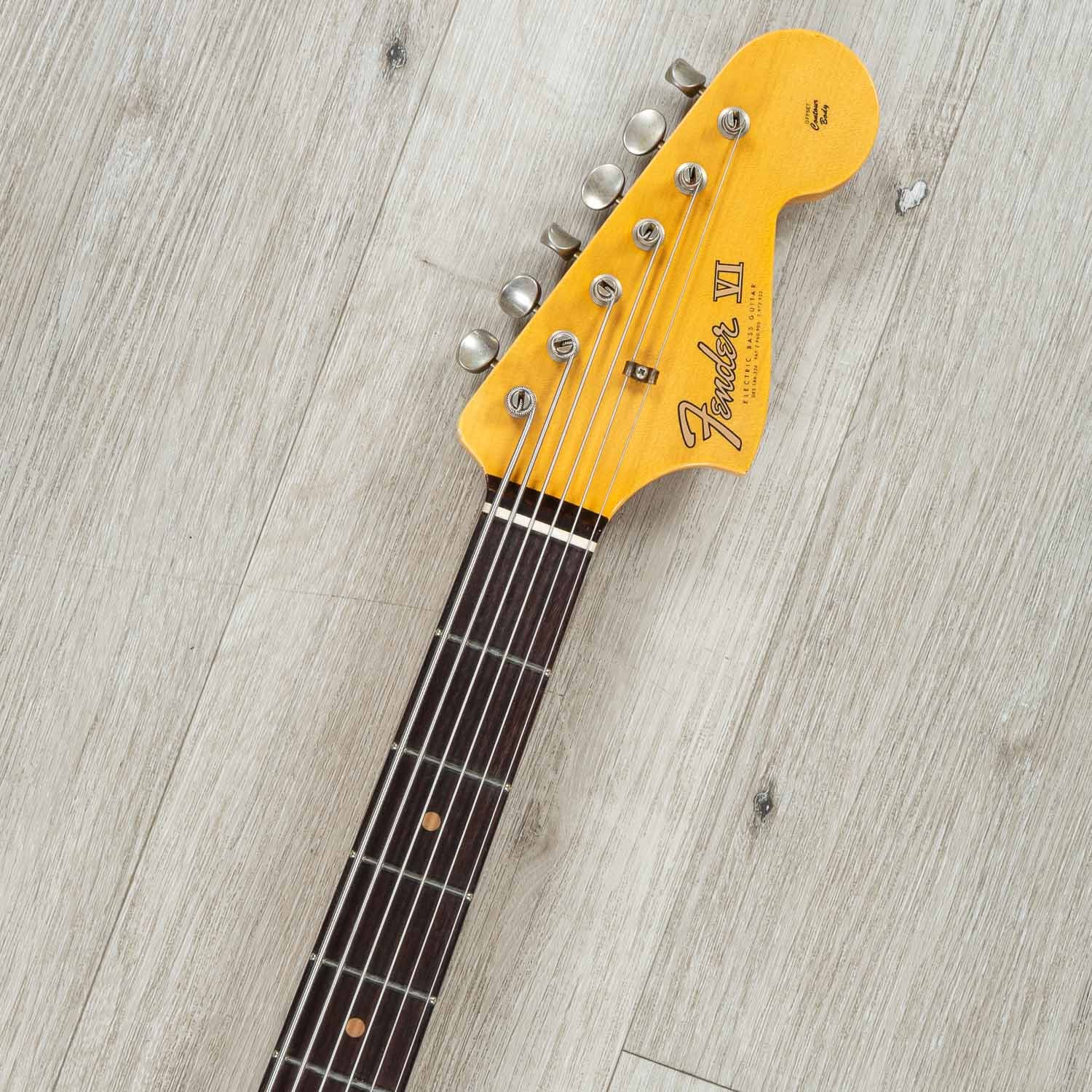 Fender Custom Shop Bass VI Journeyman Relic Guitar, Rosewood Fretboard, Vintage White
