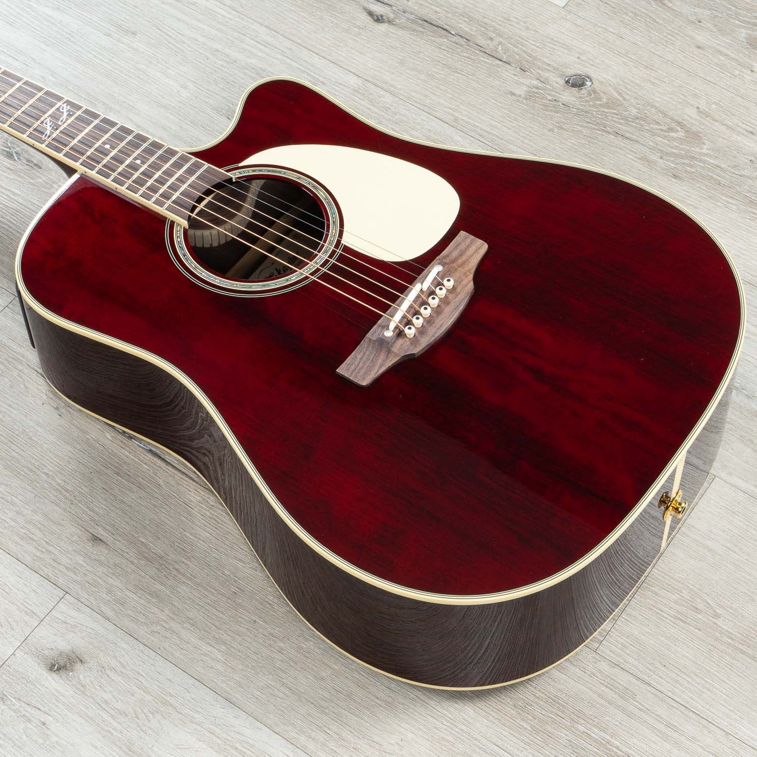 Takamine JJ325SRC John Jorgenson Dreadnought Signature Acoustic-Electric Guitar, Gloss Red