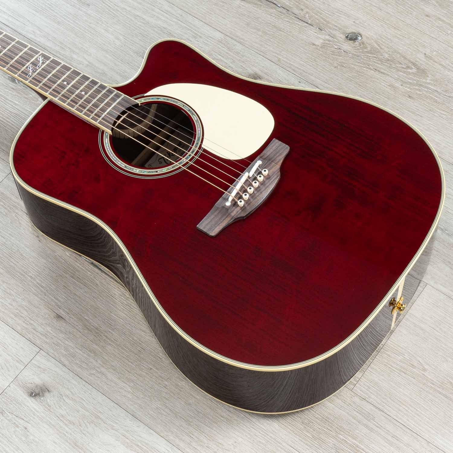 Takamine JJ325SRC Signature John Jorgenson Dreadnought Acoustic-Electric Guitar, Gloss Red