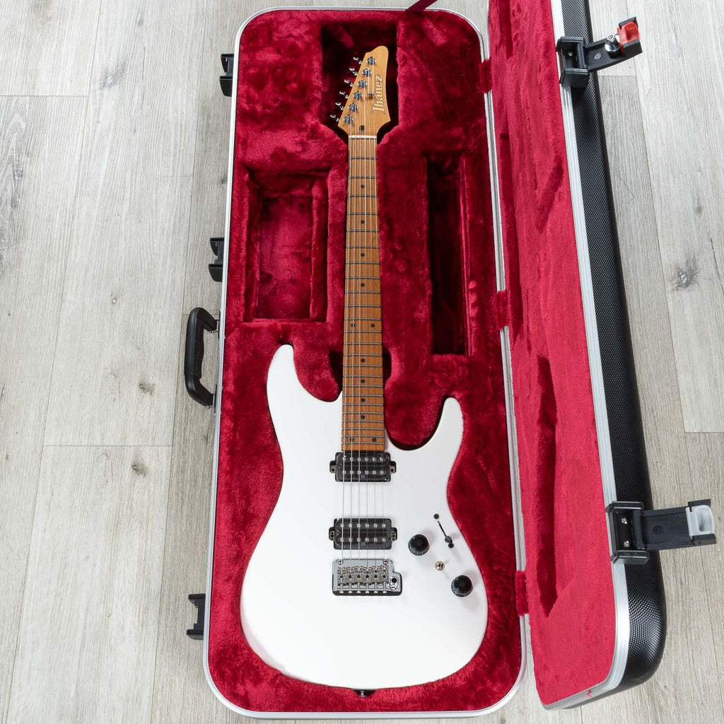 Ibanez AZ2402 Prestige Electric Guitar, S-Tech Wood Roasted Maple Fretboard, Pearl White Flat