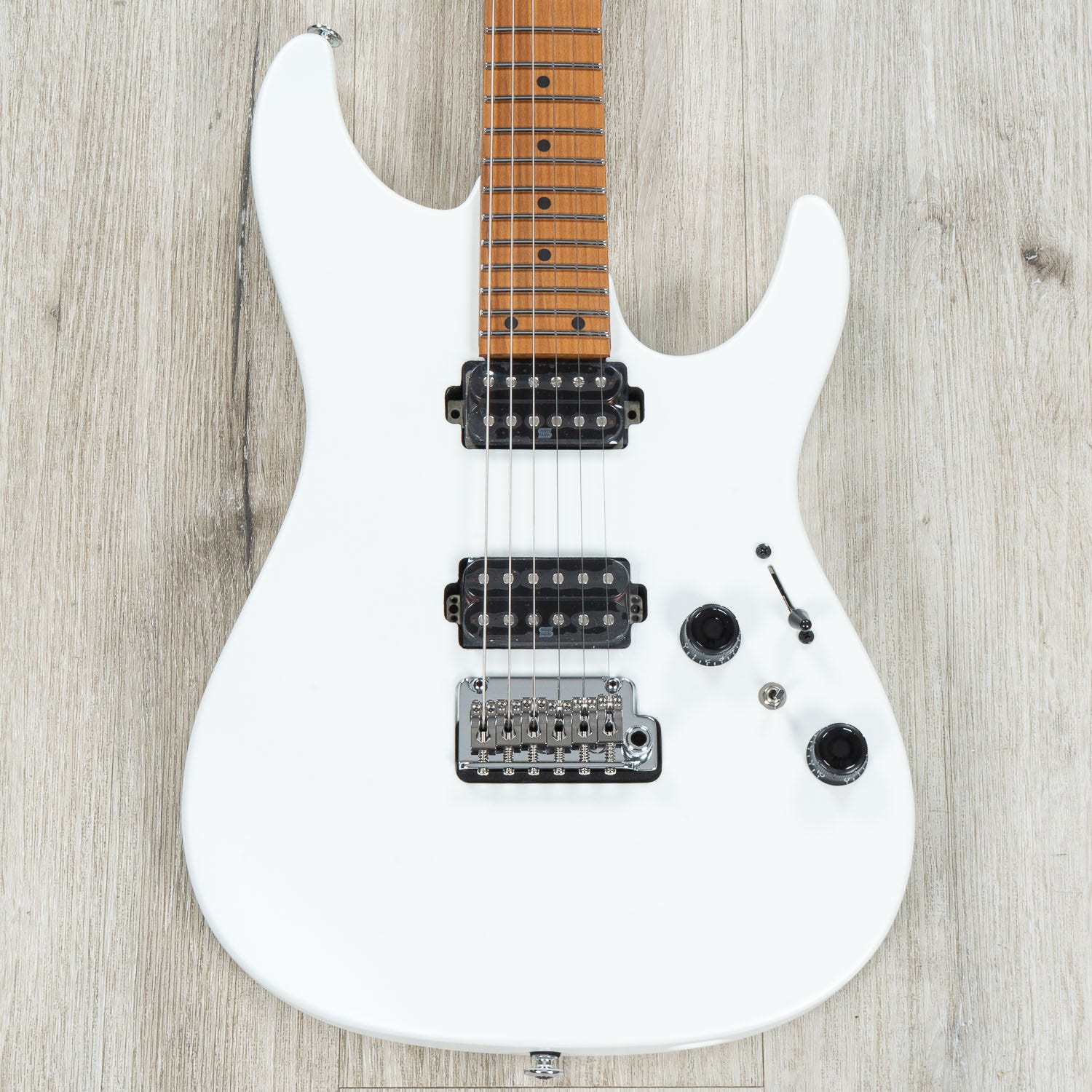 Ibanez AZ2402 Prestige Electric Guitar, S-Tech Wood Roasted Maple Fretboard, Pearl White Flat