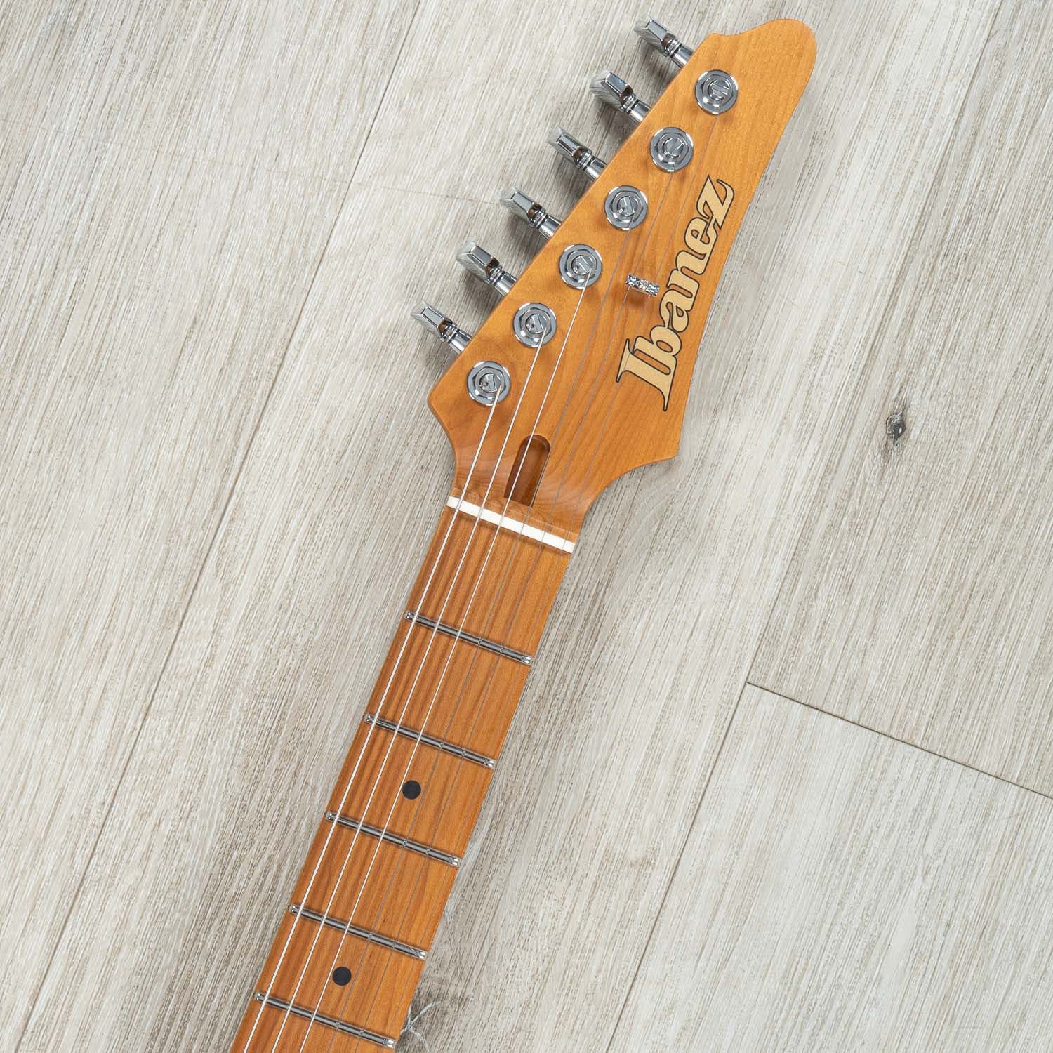 Ibanez AZ2402 Prestige Electric Guitar, S-Tech Wood Roasted Maple Fretboard, Pearl White Flat