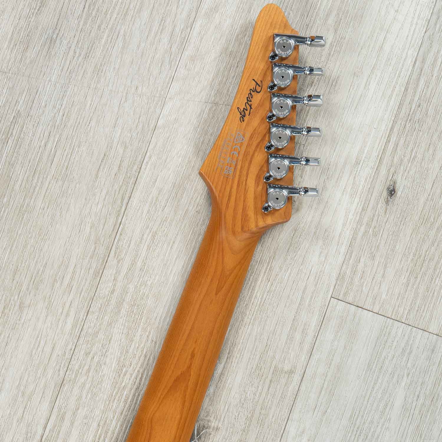 Ibanez AZ2402 Prestige Electric Guitar, S-Tech Wood Roasted Maple Fretboard, Pearl White Flat