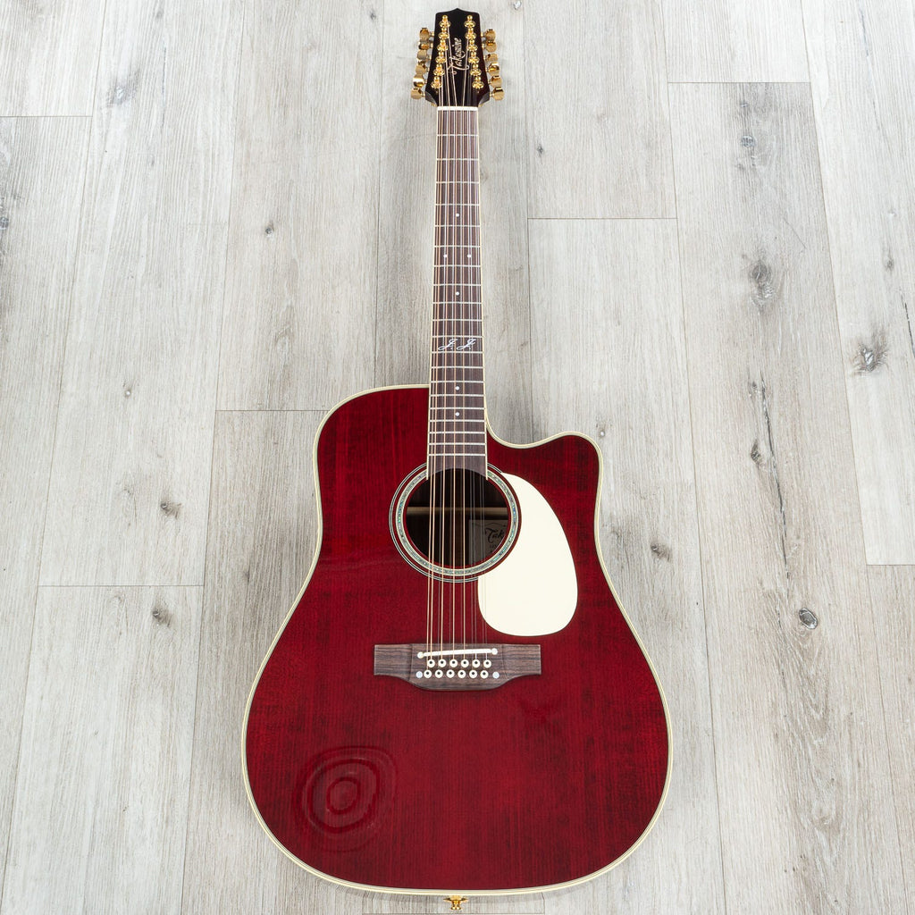 Takamine J325SRC-12 John Jorgenson Signature Dreadnought 12-String Acoustic-Electric Guitar, Gloss Red