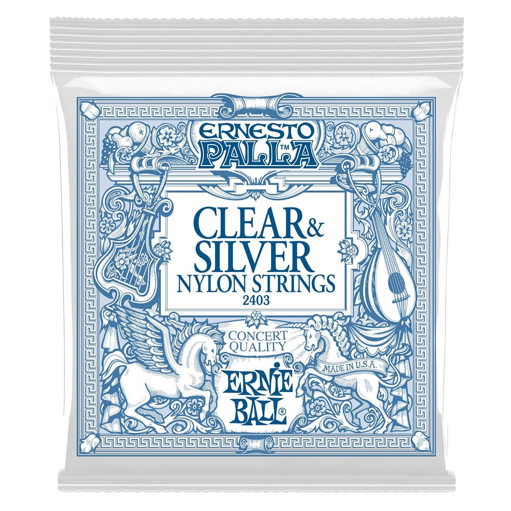 Ernie Ball 2403 Ernesto Palla Nylon Classical Clear and Silver Medium Guitar Strings (28-42)
