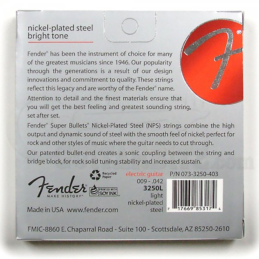 Fender 3250L Nickel-Plated Steel Bullet-End Light Electric Guitar Strings (9-42)