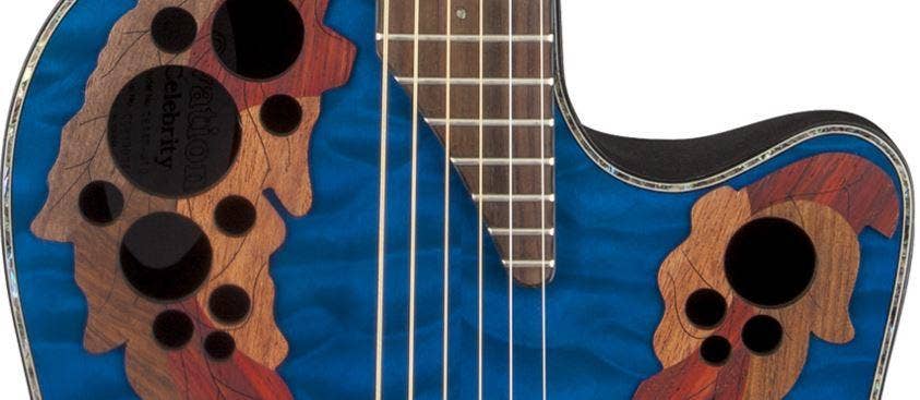 Ovation CE44P-8TQ Celebrity Elite Plus 44 Acoustic/Electric Guitar in Transparent Blue Quilt Maple