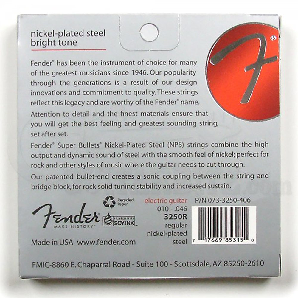 Fender 3250R Nickel-Plated Steel Bullet-End Electric Guitar Strings (10-46)