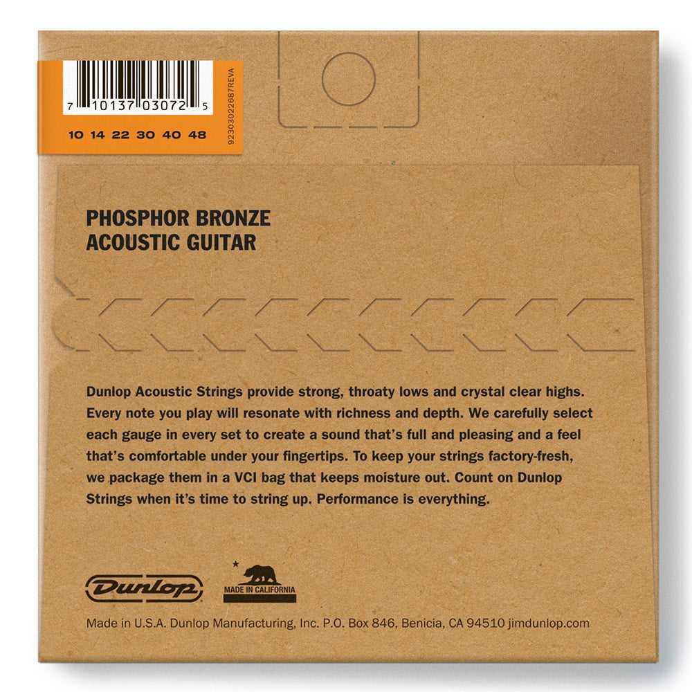 Dunlop DAP1048 Phosphor Bronze Acoustic Guitar Strings 6-String Ex Light 10-48