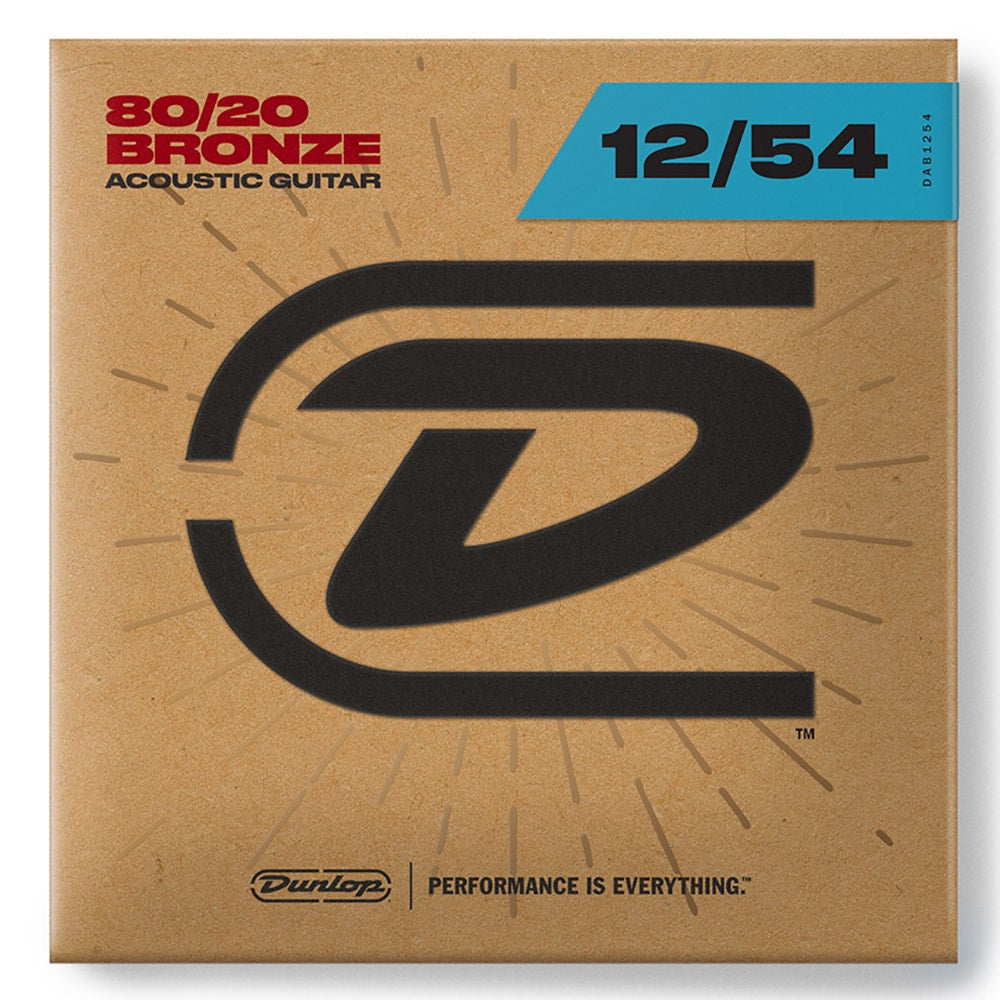 Dunlop DAB1254 80/20 Bronze Acoustic Guitar Strings 6-String Set Light 12-54