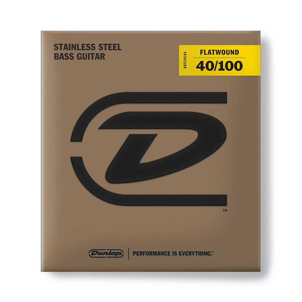 Dunlop DBFS40100 Stainless Steel Flatwound Bass Guitar 4-String Set 40-100 Long