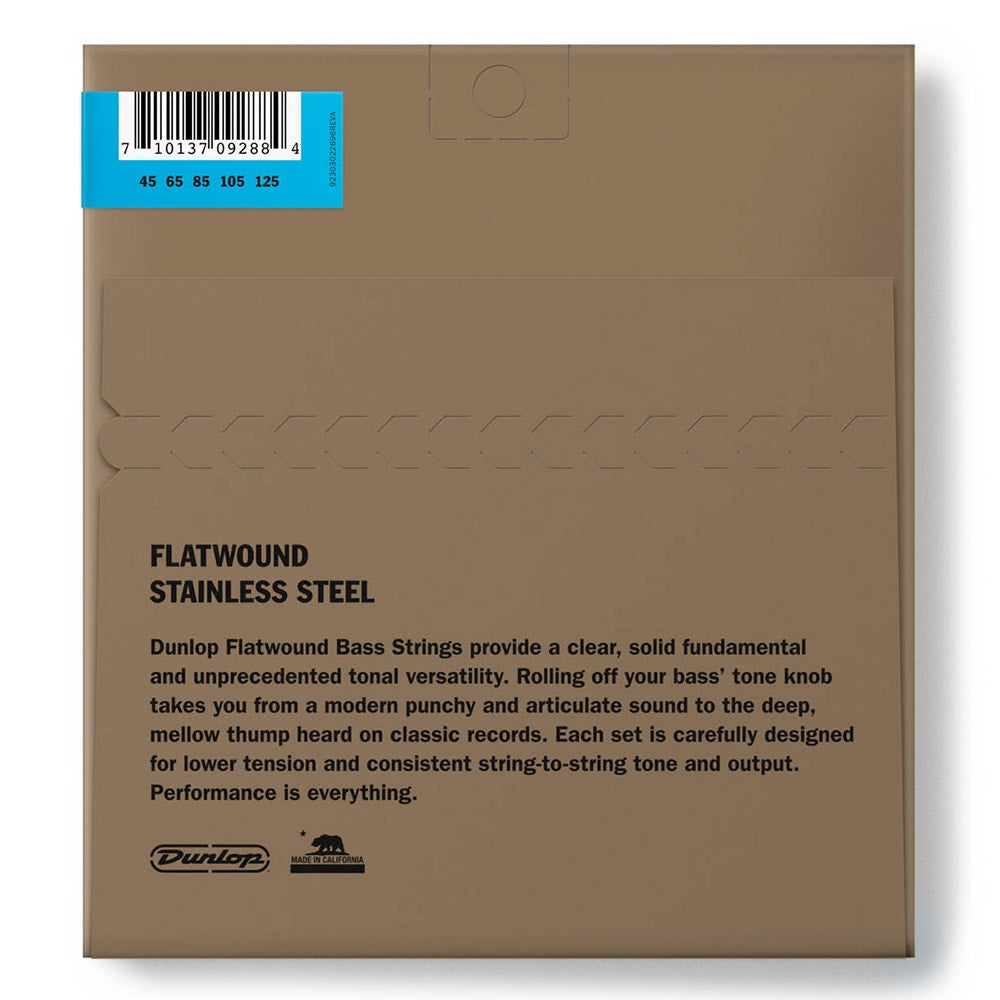 Dunlop DBFS45125 Stainless Steel Flatwound Bass Guitar 5-String Set 45-125 Long