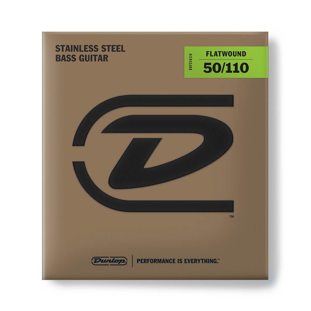 Dunlop DBFS50110 Stainless Steel Flatwound Bass Guitar 4-String Set 50-110 Long