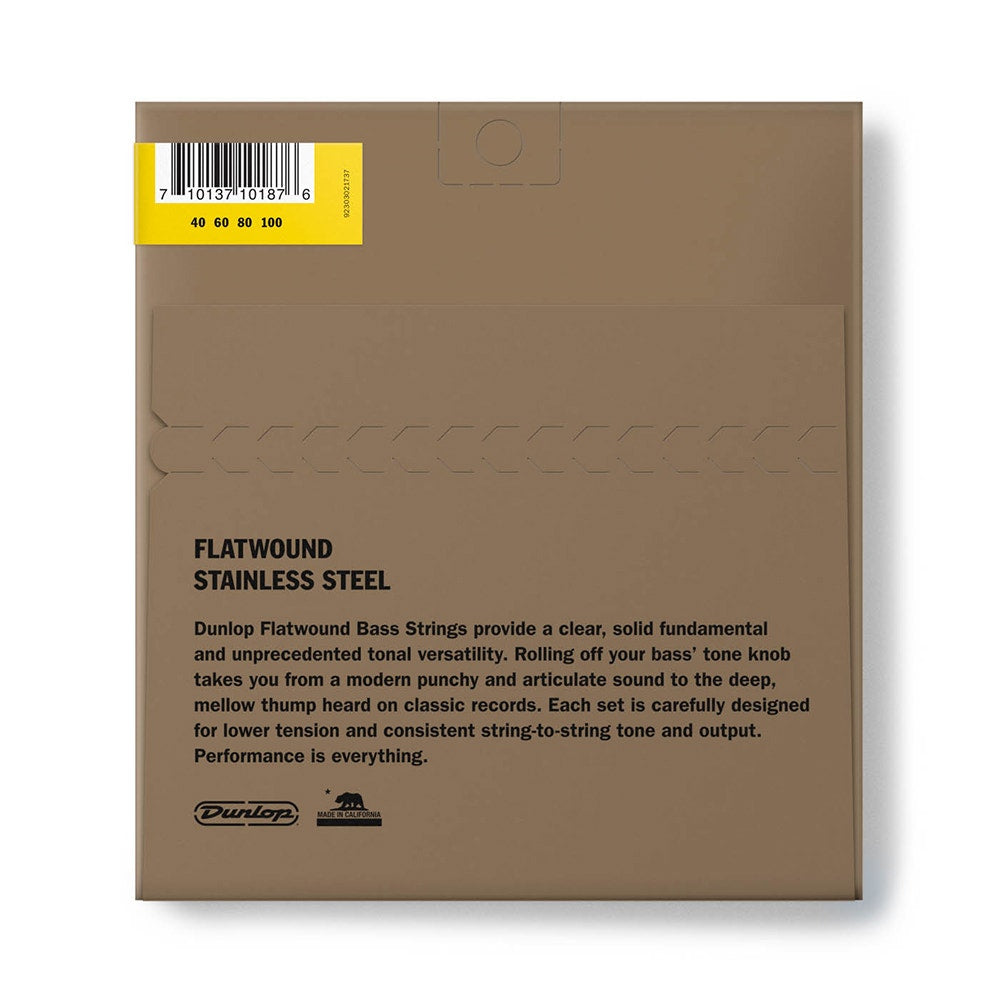 Dunlop DBFS40100M Stainless Steel Flatwound Bass Guitar 4-String Set 40-100 Med