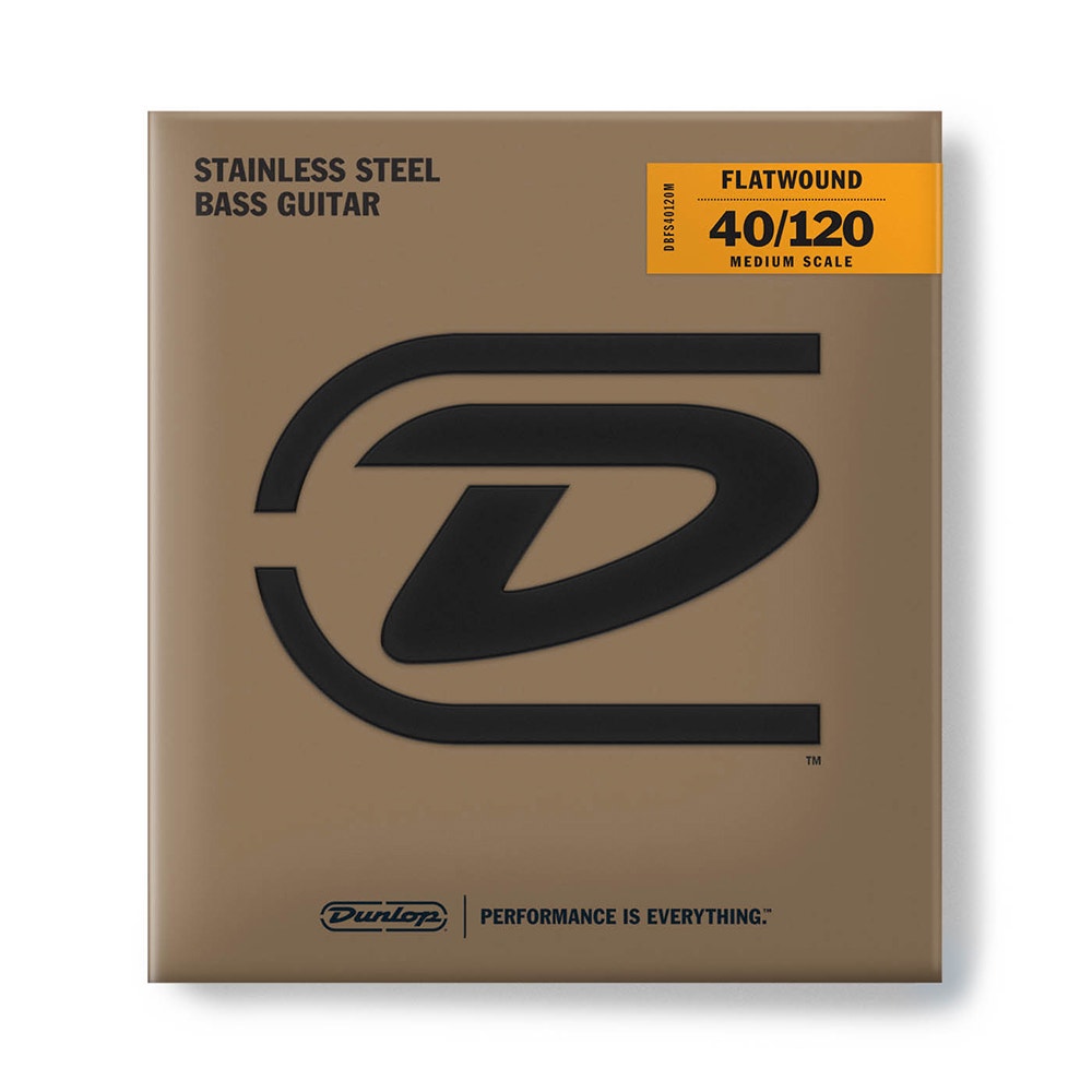 Dunlop DBFS40120M Stainless Steel Flatwound Bass Guitar 5-String Set 40-120 Med
