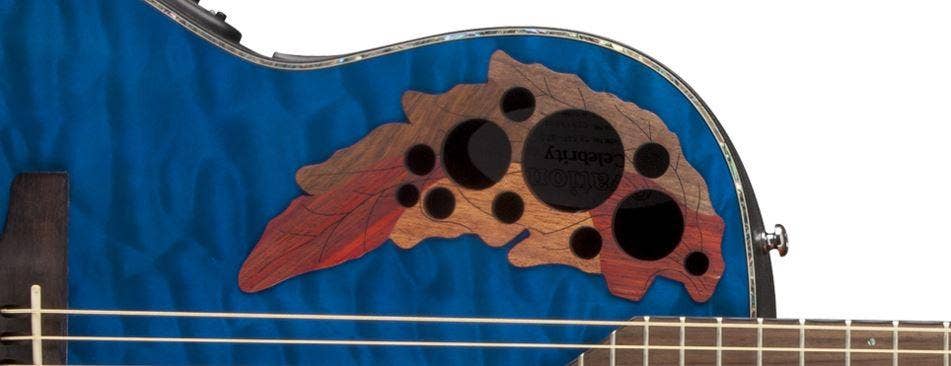 Ovation CE44P-8TQ Celebrity Elite Plus 44 Acoustic/Electric Guitar in Transparent Blue Quilt Maple