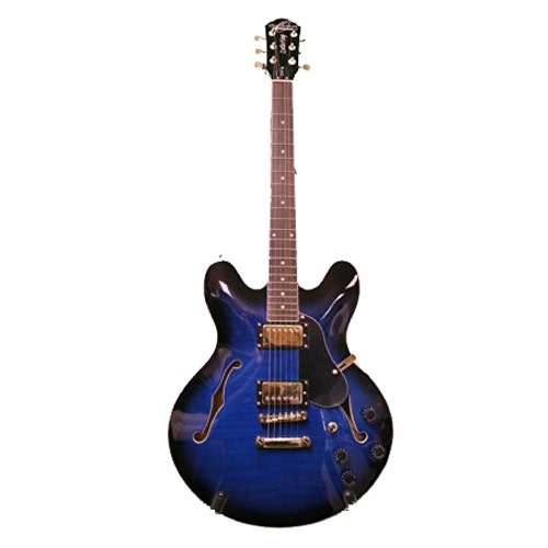 Oscar Schmidt OE30FBLB OE30 Delta Blues Semi Hollow Electric Guitar in BlueBurst