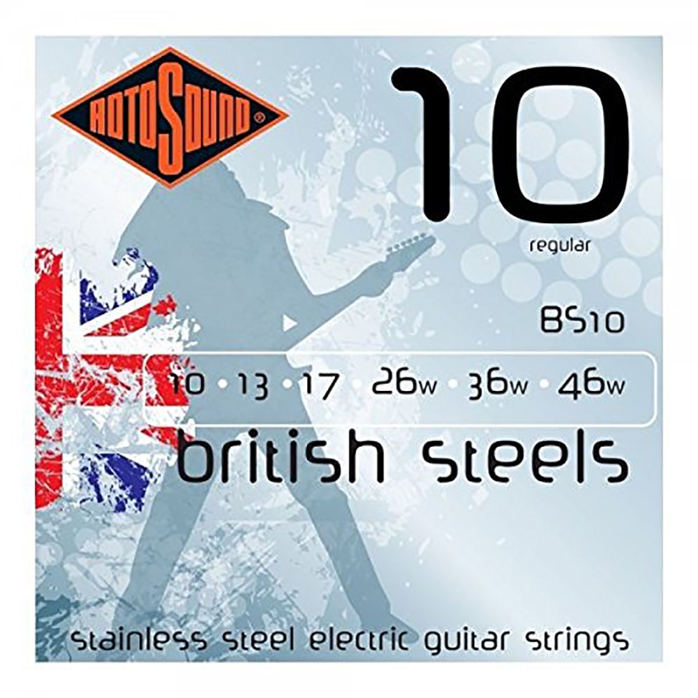 Rotosound BS10 British Steels Regular Stainless Steel Electric Guitar Strings (10-46)