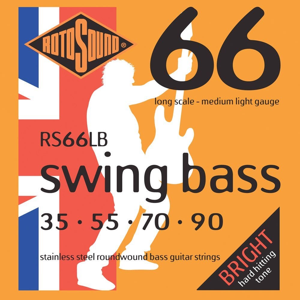 Rotosound RS66LB Swing Bass 66 Stainless Steel Bass Guitar Strings 35-90