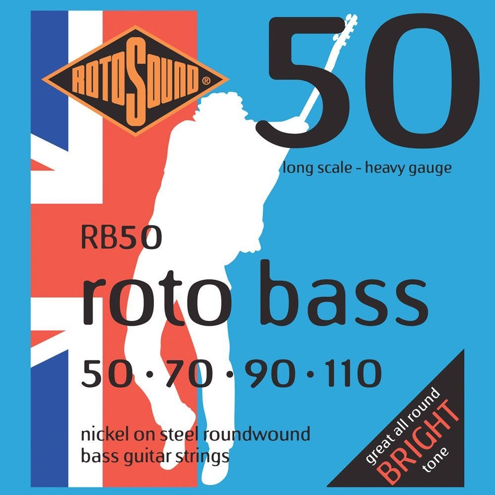 Rotosound RB50 Nickel (Unsilked) Bass Guitar Strings 50-110