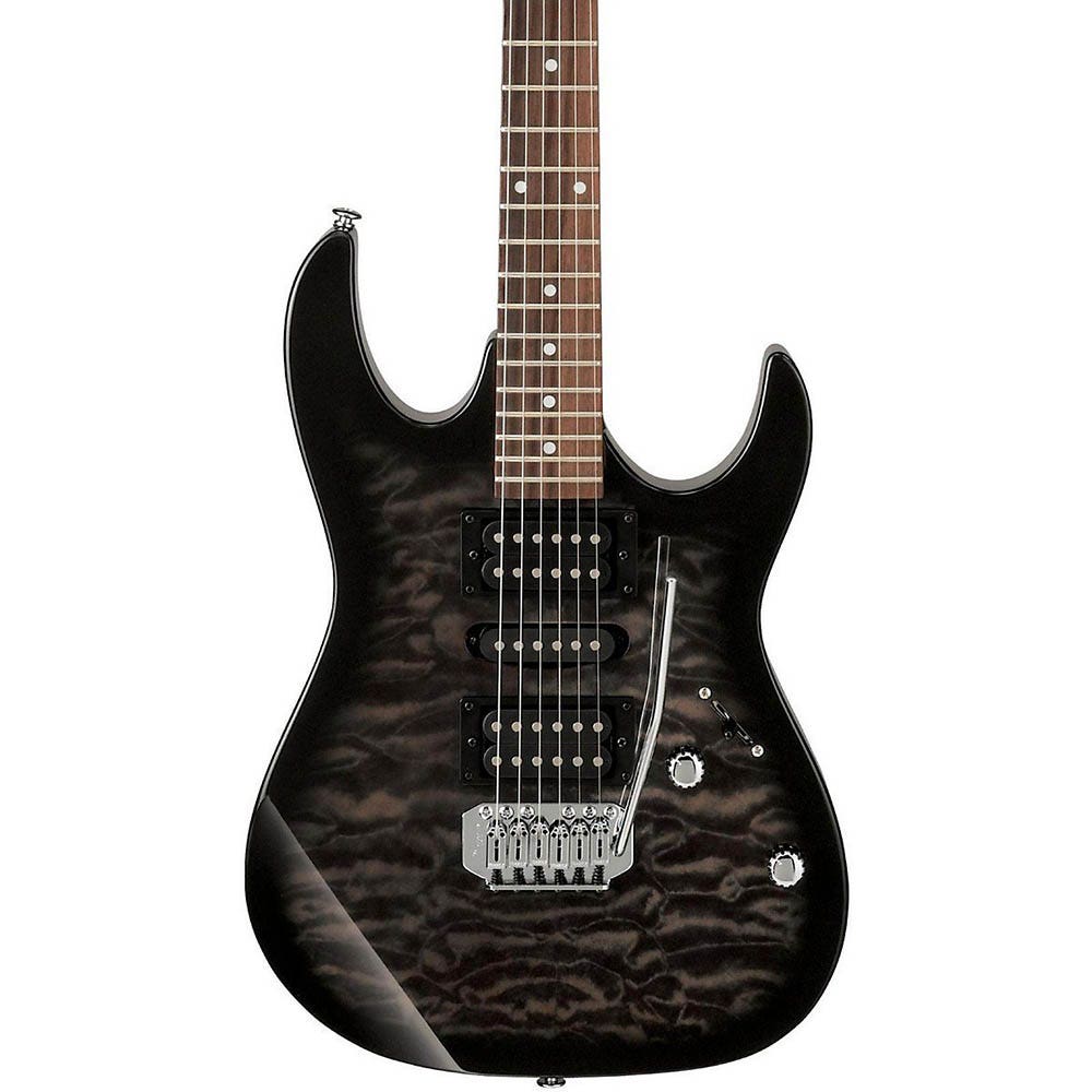 Ibanez GRX70QA TKS Gio RX70 Electric Guitar, Quilted Maple Art Grain - Trans Black Finish (B-STOCK)