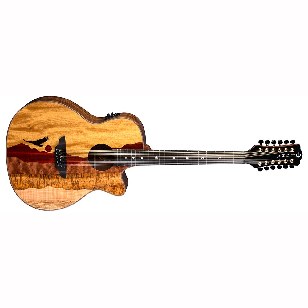 Luna VISTA EAGLE 12 String Acoustic/Electric Guitar with Leather Case