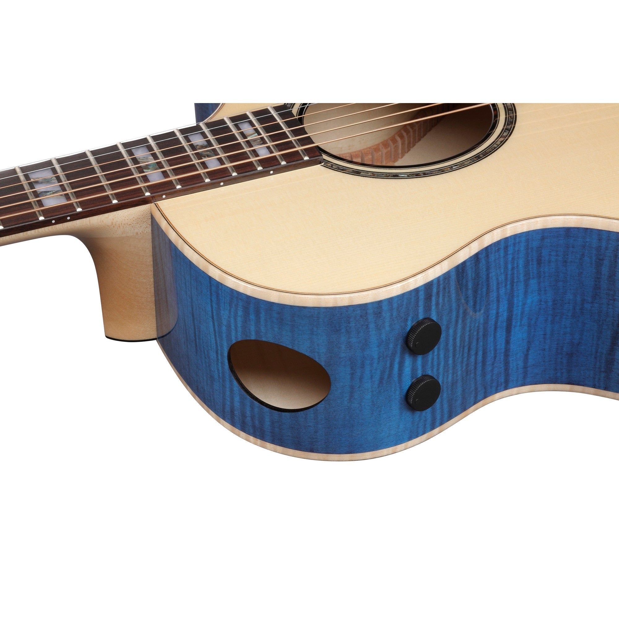 Ibanez AE390 AE Acoustic-Electric Guitar, Solid German Spruce, Natural Top & Aqua Blue Gloss Back