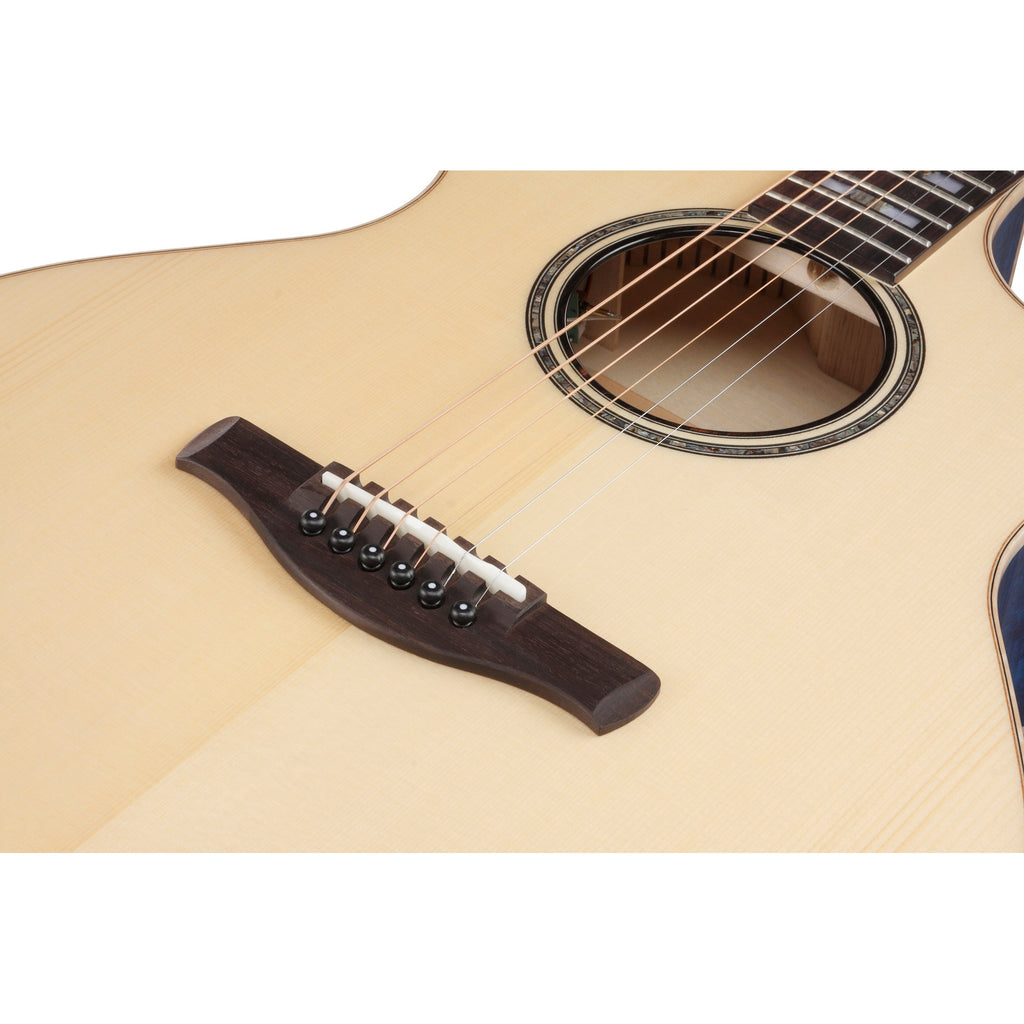 Ibanez AE390 AE Acoustic-Electric Guitar, Solid German Spruce, Natural Top & Aqua Blue Gloss Back