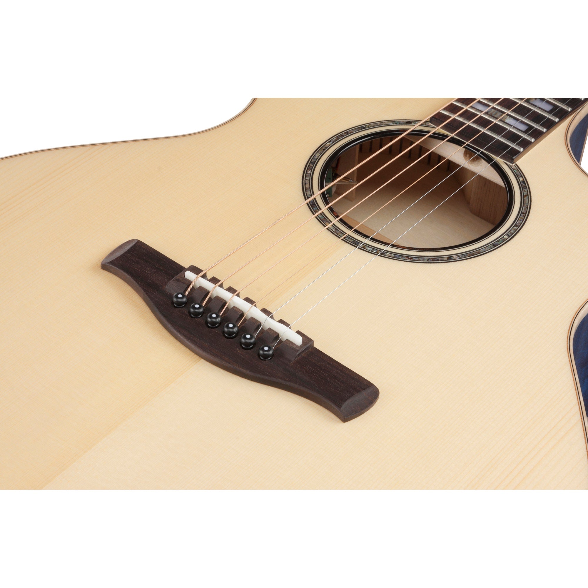 Ibanez AE390 AE Acoustic-Electric Guitar, Solid German Spruce, Natural Top & Aqua Blue Gloss Back