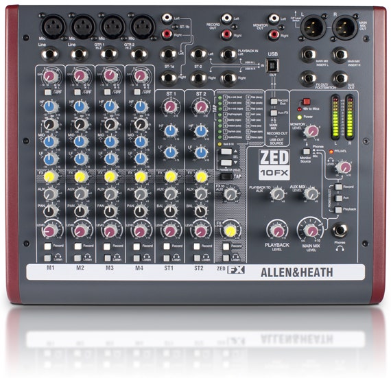 Allen & Heath ZED-10FX 10-Channel USB Mixer with Effects