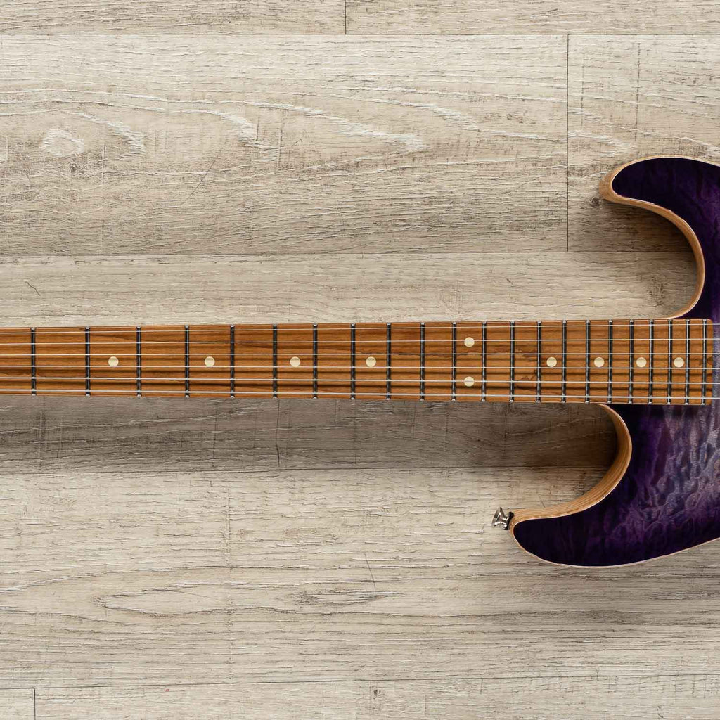 Anderson Guitarworks Drop Top Electric Guitar, Abalone to Trans Purple Burst, Quilt Maple Top, Roasted Maple